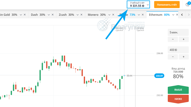 Учебные счета на рынке бинарных опционов